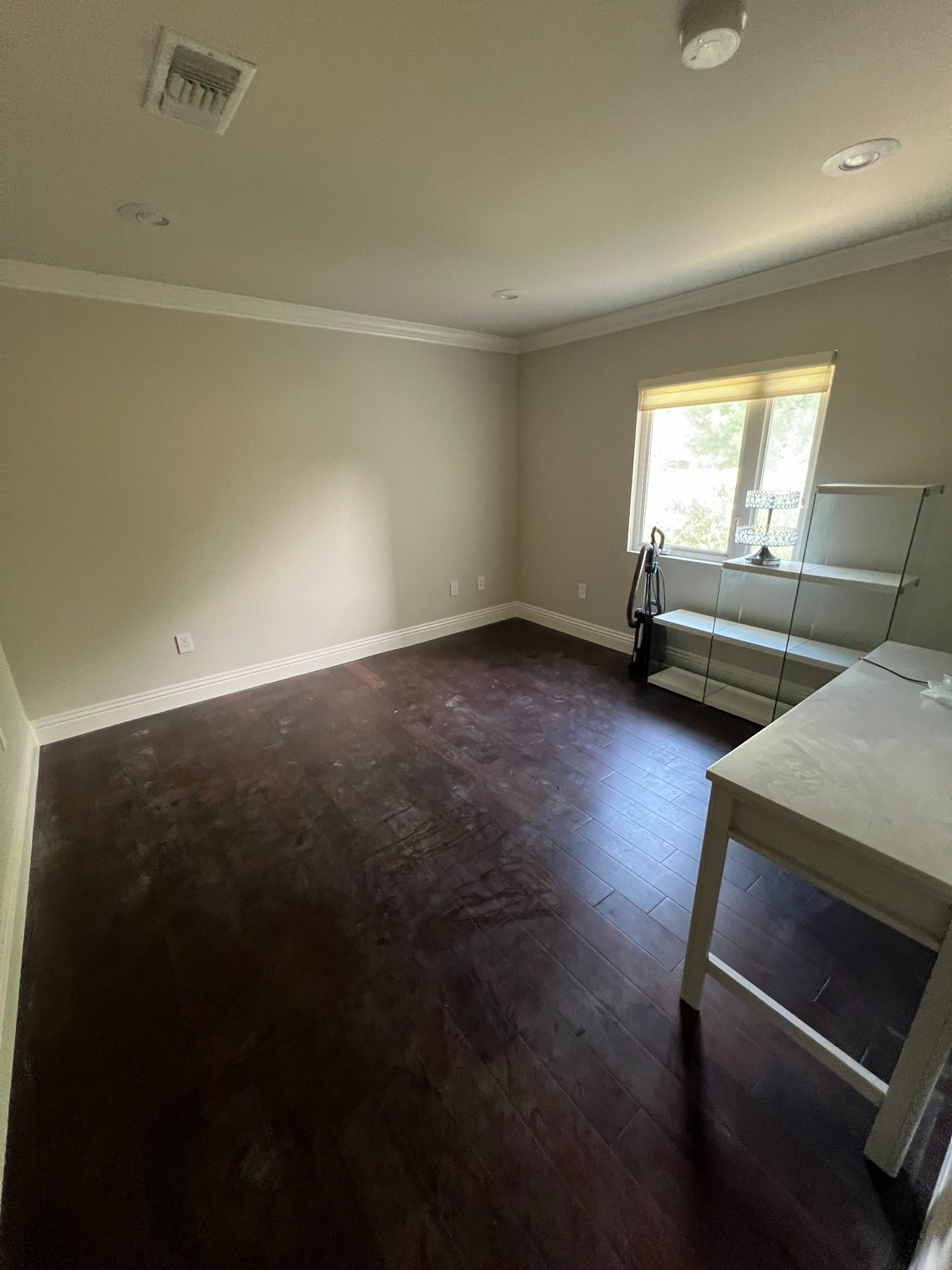 Hardwood floor before detailed cleaning by Oak & Co.